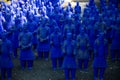 Lisbon - Portugal: 03/09/2020 A copy of The Terracotta Army, collection of terracotta sculptures, in blue color color in the