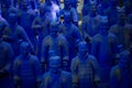 Lisbon - Portugal: 03/09/2020 A copy of The Terracotta Army, collection of terracotta sculptures, in blue color color in the