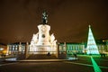 LISBON, PORTUGAL Ã¢â¬â December12, 2018: Christmas tree on Commerce square Praca do Comercio at night in Lisbon, Portugal