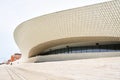 Lisbon, Portugal - 12 of December, 2018: Maat entrance, Museum of Art, Architecture and Technology, Amanda Levete, outward looking Royalty Free Stock Photo