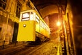 LISBON, PORTUGAL - December, 14: a night view of the historical Gloria Funicular ascensor da gloria lisboa