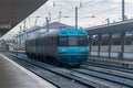 Passenger train of Comboios de Portugal, EPE (CP or Trains of Portugal) on Santa Apolonia Royalty Free Stock Photo