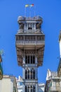 Lisbon, Portugal. Elevador de Santa Justa Lift seen from Santa Justa Street Royalty Free Stock Photo