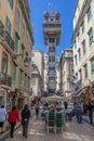 Lisbon, Portugal: Elevador de Santa Justa Lift seen from Santa Justa Street