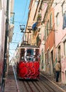 Lisbon, Portugal/Europe; 16/04/19: Elevador da Bica, one of most famous and touristic places in Lisbon, Portugal Royalty Free Stock Photo