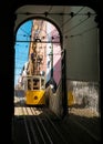 Lisbon, Portugal/Europe; 16/04/19: Elevador da Bica, one of most famous and touristic places in Lisbon, Portugal Royalty Free Stock Photo