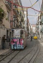 Lisbon, Portugal, Europe - traditional houses, narrow streets and trams.