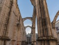 Ruins of the main nave of Carmo Church at Carmo Convent Convento do Carmo - Lisbon, Portugal Royalty Free Stock Photo