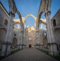 Ruins of the main nave of Carmo Church at Carmo Convent Convento do Carmo - Lisbon, Portugal Royalty Free Stock Photo