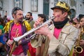 Carnival parade in streets of Lisbon by artistic collective Clandestine Colombina