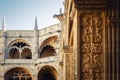 Jeronimos Monastery, Lisbon, detail of the cloister Royalty Free Stock Photo