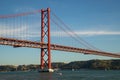 View of the April 25 bridge Ponte 25 de Abril Royalty Free Stock Photo