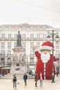 Lisbon, Portugal - 01/03/19: Giant Santa statue Baixa Chiado Royalty Free Stock Photo