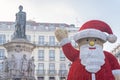 Lisbon, Portugal - 01/03/19: Giant Santa statue Baixa Chiado Royalty Free Stock Photo