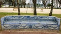 Lisbon, Portugal: garden bench covered with tiles Royalty Free Stock Photo