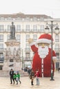 Lisbon, Portugal - 01/03/19: Giant Santa statue Baixa Chiado Royalty Free Stock Photo