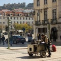 Lisbon, Portugal: hawker of roasted chestnuts