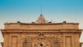 Lisbon, Portugal - 12/26/18: Rua Augusta Arch, Christmas decorations downtown