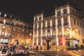 Lisbon, Portugal - 12/26/18: illuminated christmas building decorations