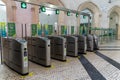 Train fare ticket stations for passengers to pay and validate their train fare at the Rossio