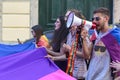 Activists in LGBT pride parade in Lisbon