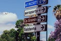 Lisbon, Portugal - June 5, 2022: Airbus of the airline TAP Air Portugal approaching Lisbon airport. Road sign in Portuguese Royalty Free Stock Photo