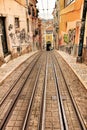 Bica street and elevator rails in Lisbon