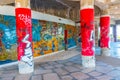 LISBON, PORTUGAL, JUNE 1, 2019: Graphitti inside of ruins of a former Monsanto restaurant in Lisbon, Portugal