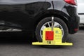 Clamped car wheel