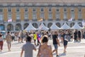 Lisbon, Portugal - 24 june 2023 - Terreiro do Paco Praca do Comercio: white tents at the LGBT Pride festival