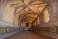 Lisbon, Portugal. Manuelino or Manueline Gothic Refectory of Jeronimos Monastery or Abbey