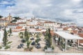 Al fresco dining on a deck with view of Ocean. Cafe terrace in Lisbon, Portugal