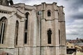 Arcades, pillars and facade of Do Carmo convent in Lisbon