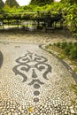Beautiful cobblestone floor in Principe Real garden in Lisbon