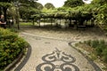 Beautiful cobblestone floor in Principe Real garden in Lisbon