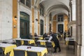 Martinho Da Arcada, the oldest restaurant in Lisbon. Customers being served meals