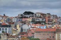 Panoramic of Lisbon city on a cloudy day