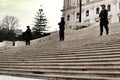 Policemen guarding the Assembly of the Republic in Lisbon Royalty Free Stock Photo