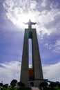 Lisbon, Portugal - March 2023: View of Christ the King (Almada) statue. The Sanctuary of Christ the King