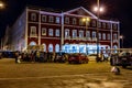 Lisbon Portugal. May 7, 2022. Lights of the Santa Apolonia station at night Royalty Free Stock Photo