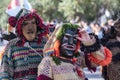 Masked men Caretos at Iberian Mask Festival Parade in Lisbon