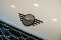 MINI electric car logo emblem close up