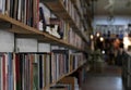 Rows of book in an old book store in Lisbon.