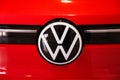 VW car logo emblem close up