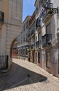 Lisbon, Portugal. Narrow street in the Bairro Alto quarter Royalty Free Stock Photo