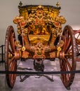 LISBON, PORTUGAL National Coach Museum. Exhibits of antique carriages