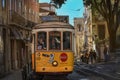 Traditional tram carriage in the city centre of Lisbon