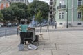 LISBON/PORTUGAL 21OCT2018 - Vendor of chestnuts in the streets of Lisbon. Portugal