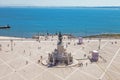 Lisbon, Portugal - October 20, 2019: Aerial view of Praca do Comercio aka Terreiro do Paco or Commerce Square with King Dom Jose Royalty Free Stock Photo