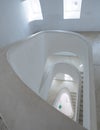 Lisbon, Portugal, October 24, 2021: high angle view of white spiral staircase of Elevador de Santa Luzia elevator